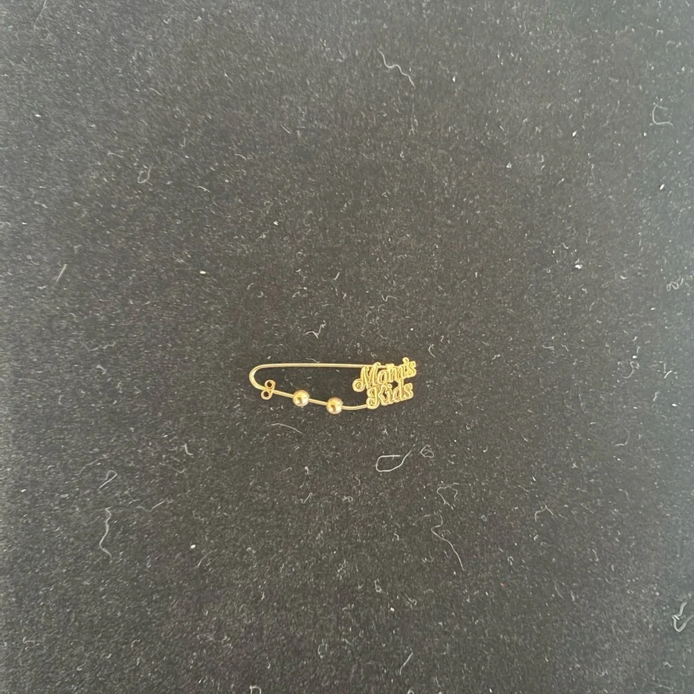 10K Gold Mom's Kids Vintage Beaded Safety Pin Brooch with Two Spacers